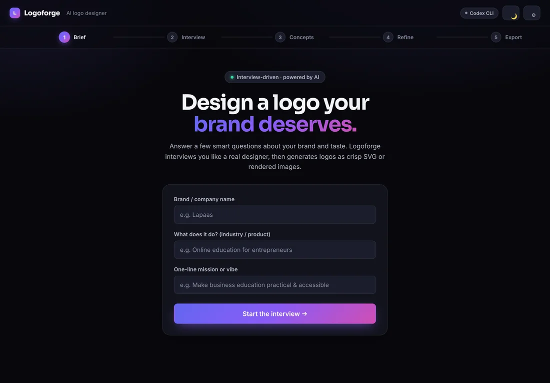 Logoforge AI logo design product