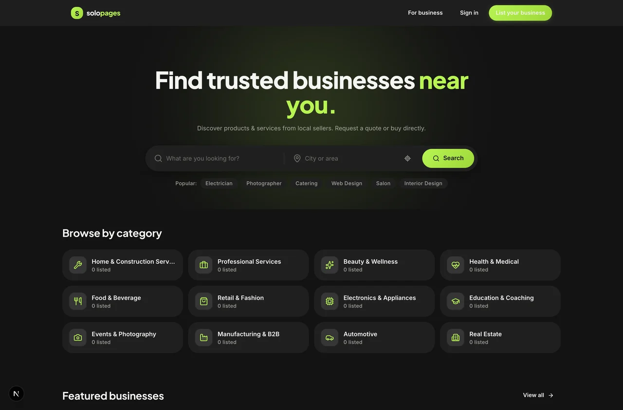 Solopages product built with the AI Builder workflow